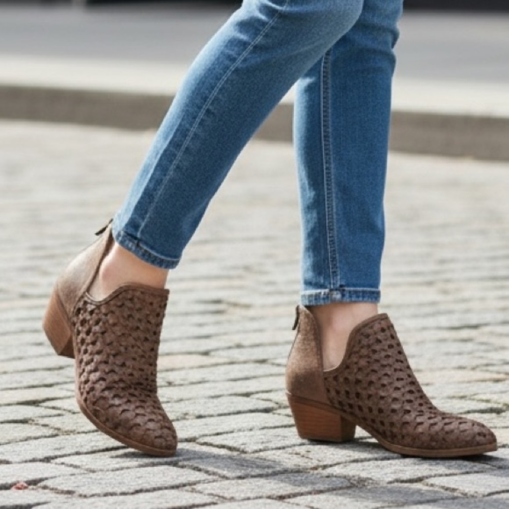 Fergalicious Woven Chocolate Ankle Boots